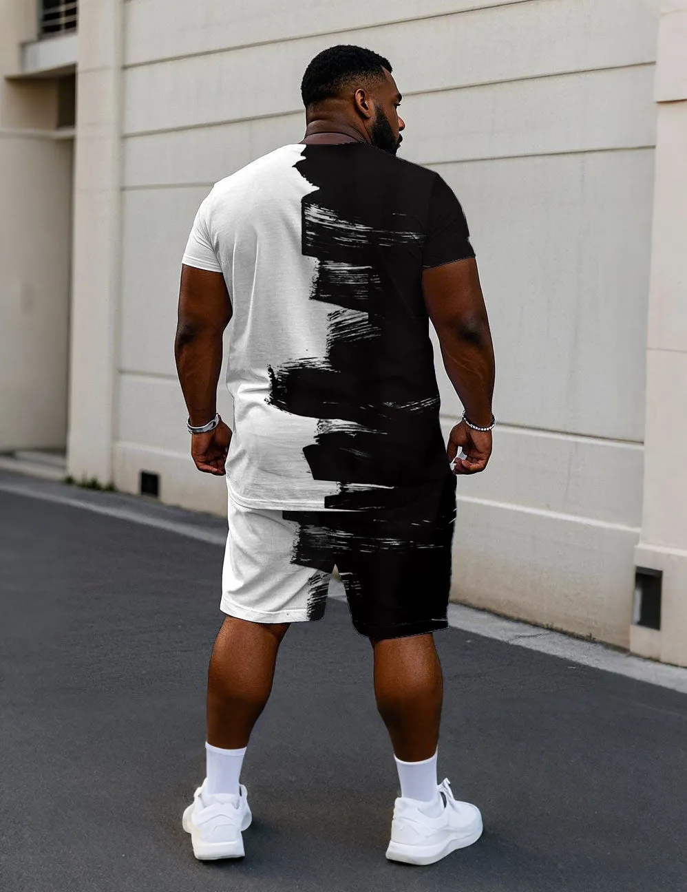 Men's Plus Size Street Fashion Brush Chest Letter Print Short Sleeve T-Shirt Shorts Suit sold by Biggmans product image thumbnail 4