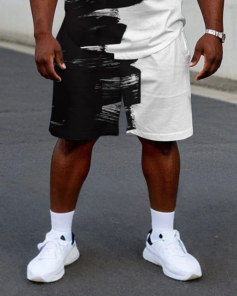 Men's Plus Size Street Fashion Brush Chest Letter Print Short Sleeve T-Shirt Shorts Suit sold by Biggmans product image thumbnail 3