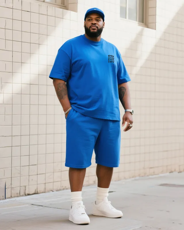 Big Man's Daily Leisure Faith Micro-standard Small Design Printed Short Sleeve T-shirt Shorts Suit sold by Biggmans