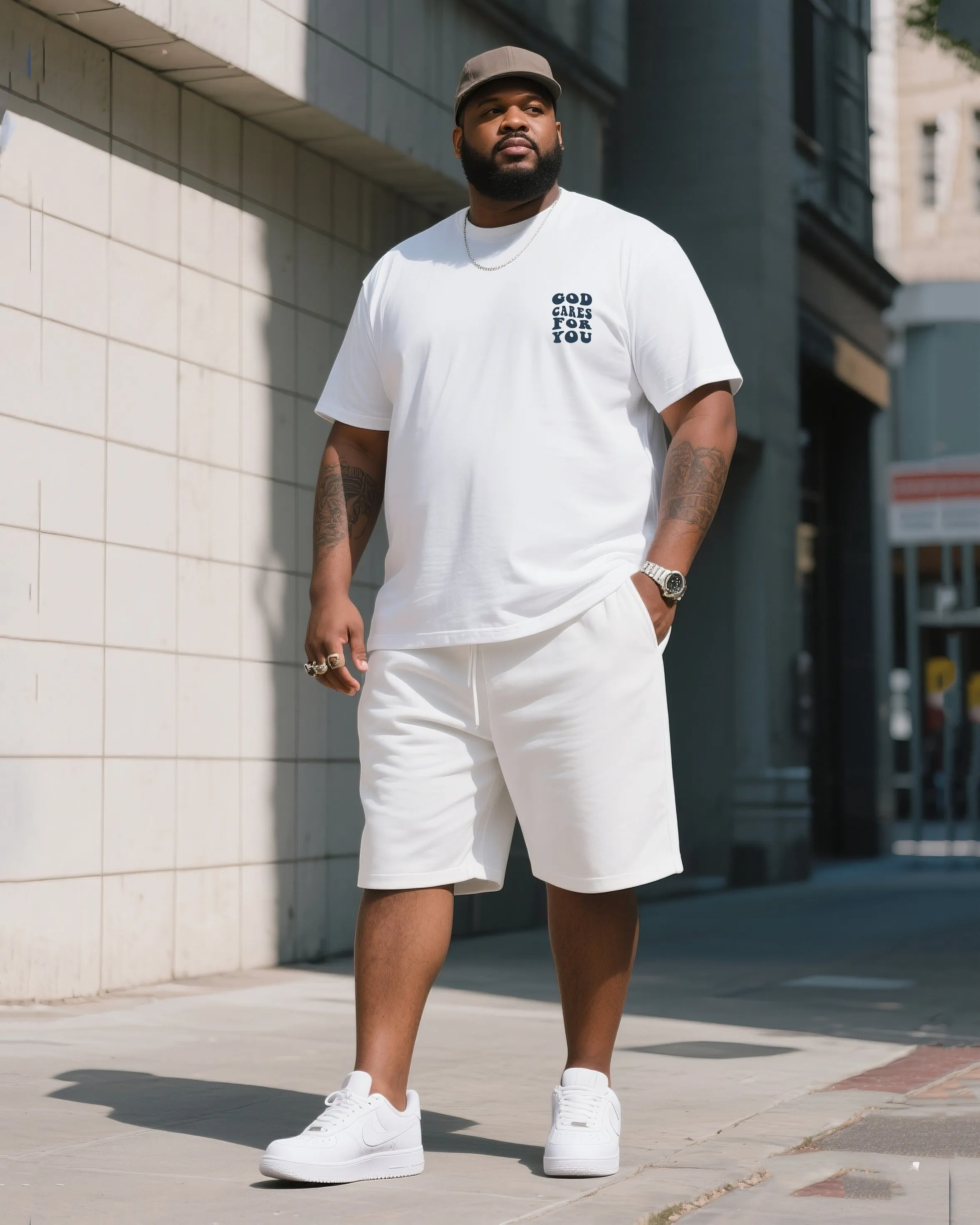 Big Man's Daily Leisure Faith Micro-standard Small Design Printed Short Sleeve T-shirt Shorts Suit sold by Biggmans product image thumbnail 3