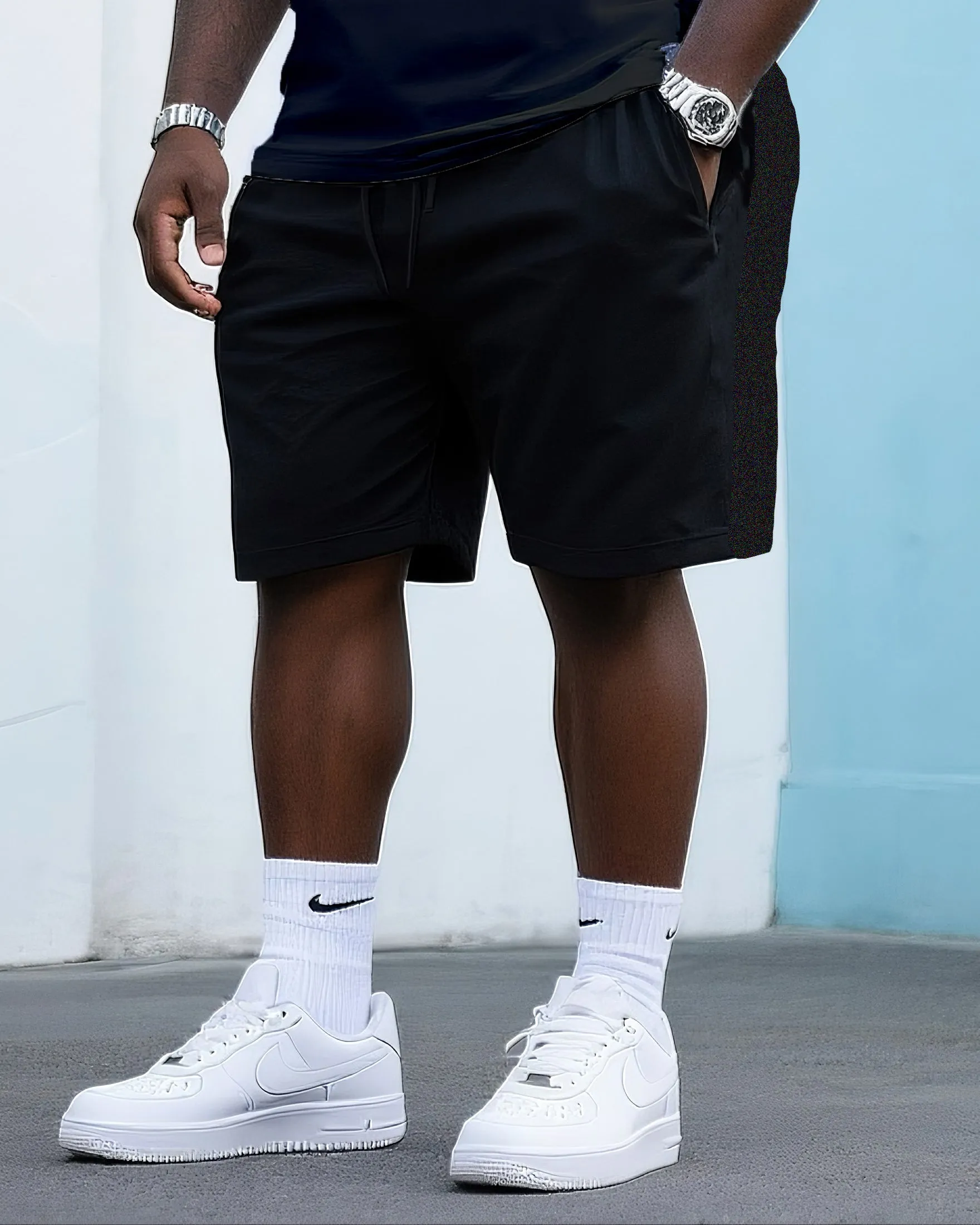 Big & Tall Men's Street Fashion Creative Printed Crewneck T-Shirt Shorts Suit sold by Biggmans product image thumbnail 3