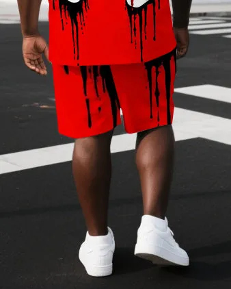 Big & Tall Men's Punk Style Bloody Mask Back Print Outdoor Summer Short-Sleeve T-shirt 2-Piece Set sold by Biggmans product image thumbnail 3