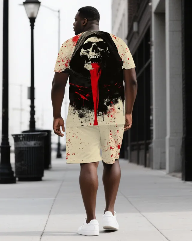 Die Bold Live Bolder Men's Skeleton Black Print Big & Tall Short Sleeve T-shirt Shorts Casual Set sold by Biggmans