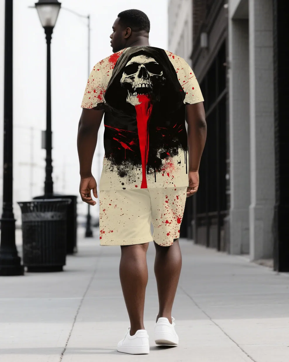 Die Bold Live Bolder Men's Skeleton Black Print Big & Tall Short Sleeve T-shirt Shorts Casual Set sold by Biggmans