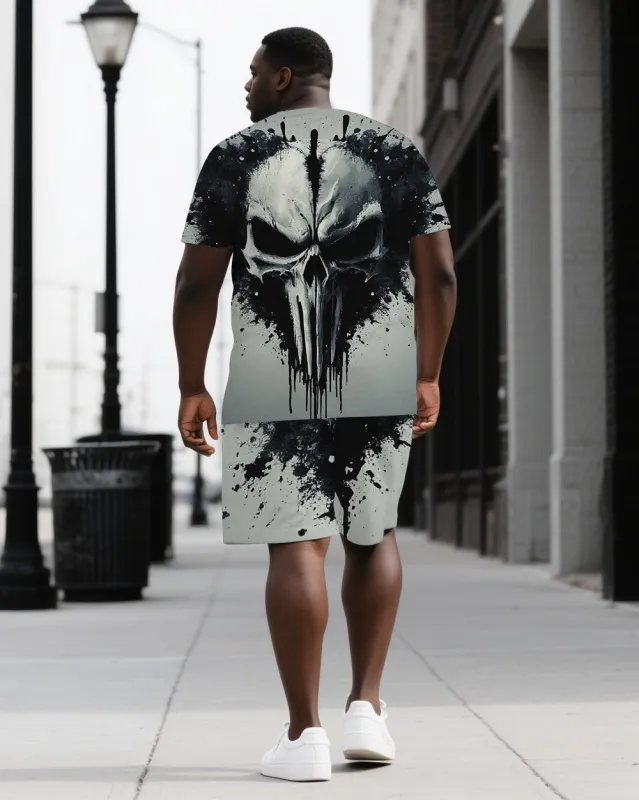 Exhale Your Fear Like Skulls Big & Tall Men's Skull Theme Short Sleeve T-shirt 2-Piece Set sold by Biggmans
