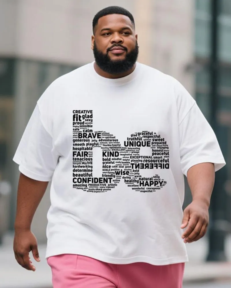 Big & Tall Men's Pink Inspirational Simple Be Big Letter Printed Crew Neck Short Sleeve T-shirt Shorts Suit sold by Biggmans product image thumbnail 2
