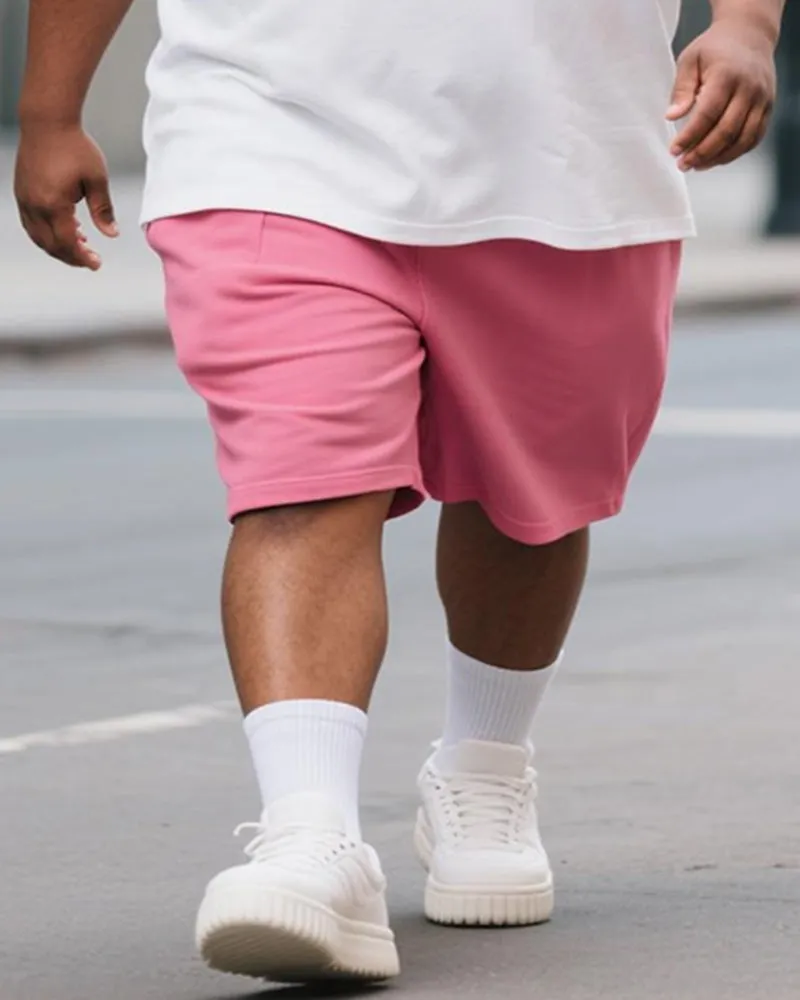 Big & Tall Men's Pink Inspirational Simple Be Big Letter Printed Crew Neck Short Sleeve T-shirt Shorts Suit sold by Biggmans product image thumbnail 3