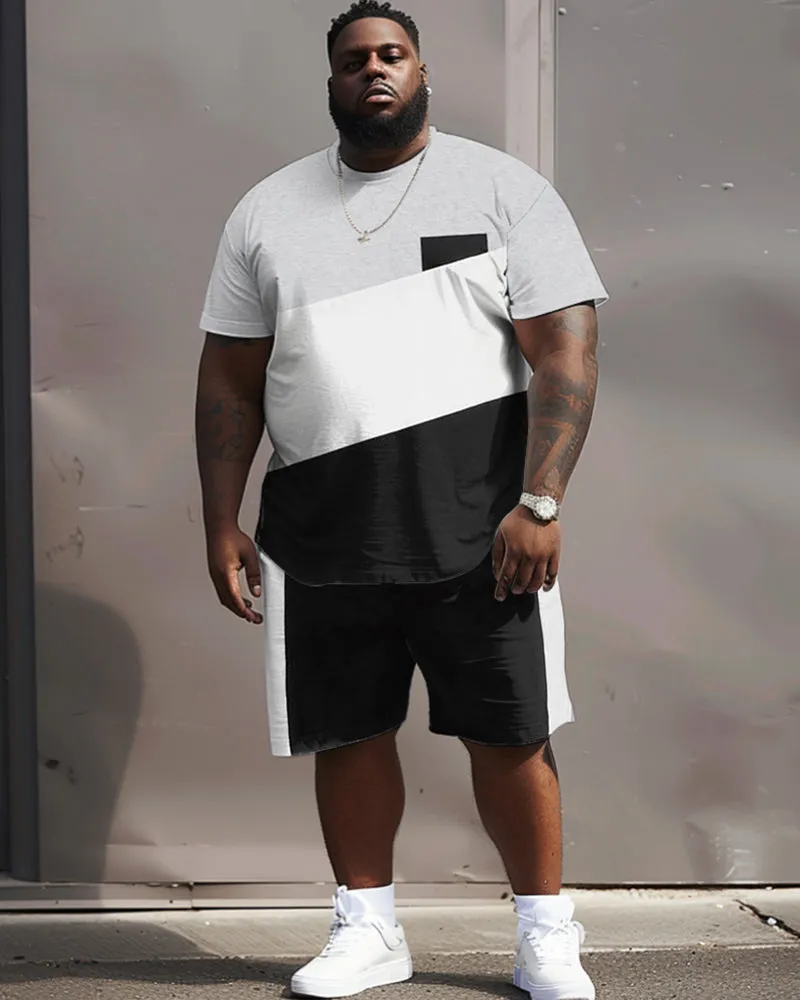 Street Casual Black And White Gray Color Block Print Large Men's Set sold by Biggmans product image thumbnail 2