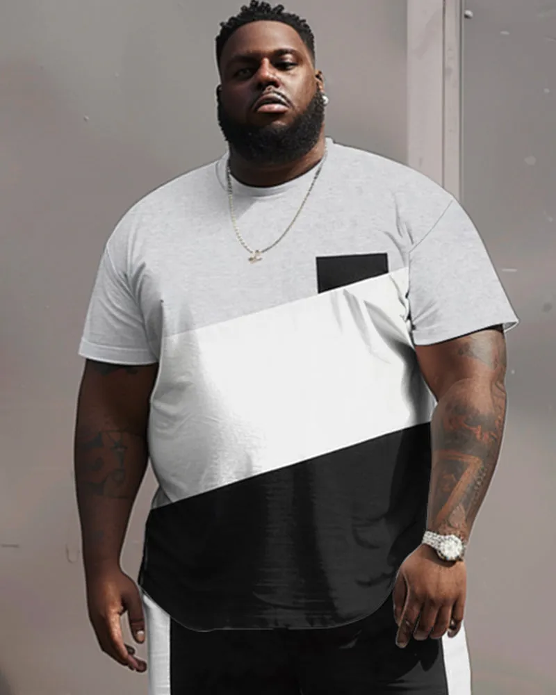 Street Casual Black And White Gray Color Block Print Large Men's Set sold by Biggmans product image thumbnail 3