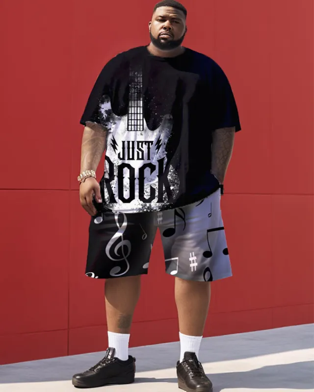 Rock Guitar Print Men's Large Size Suit sold by Biggmans