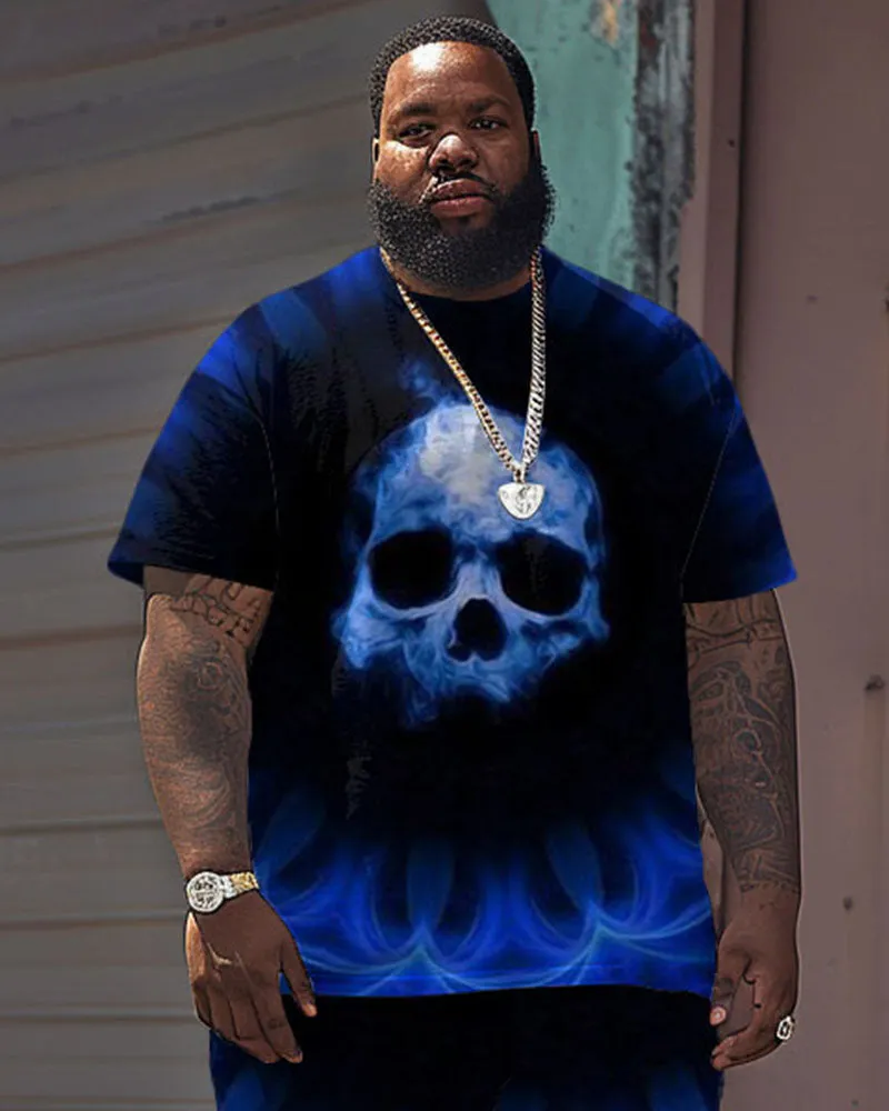 Men's Plus Size Street Casual Skull Ghost Printed T-Shirt Shorts Suit sold by Biggmans product image thumbnail 2