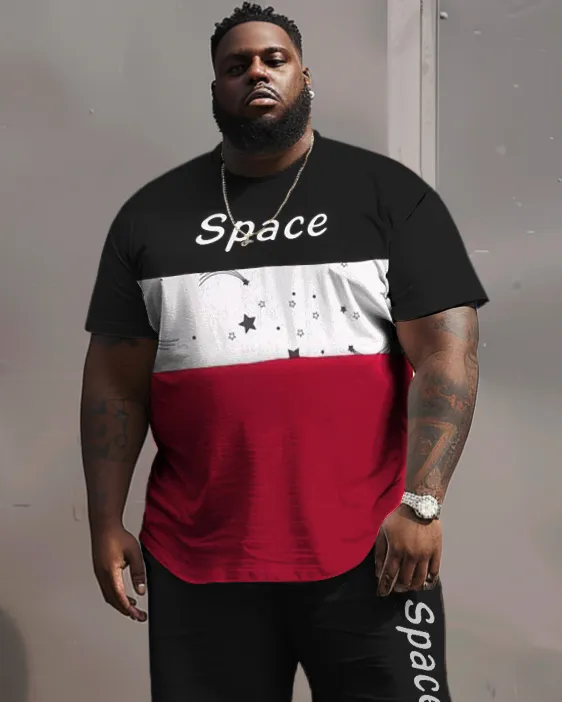 Men's Plus Size Space Fashion Contrast Color T-Shirt Shorts Suit sold by Biggmans product image thumbnail 2