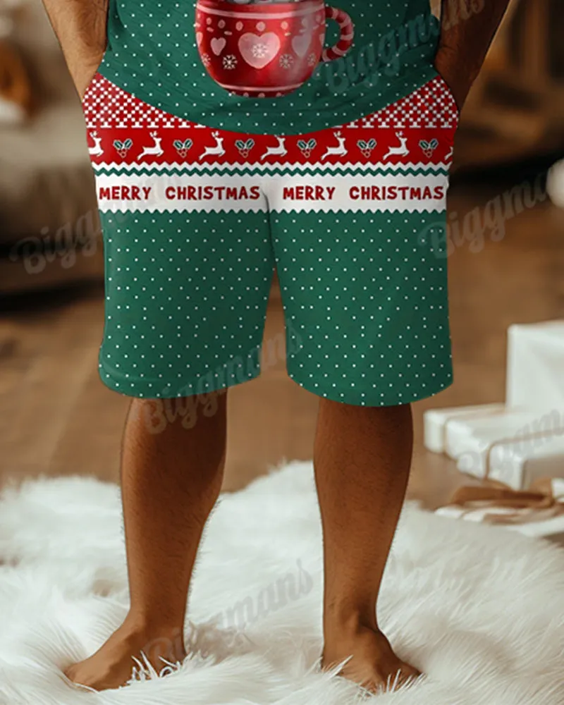 Men's Plus Size Santa Letter Dot Print T-Shirt Shorts Suit sold by Biggmans product image thumbnail 3