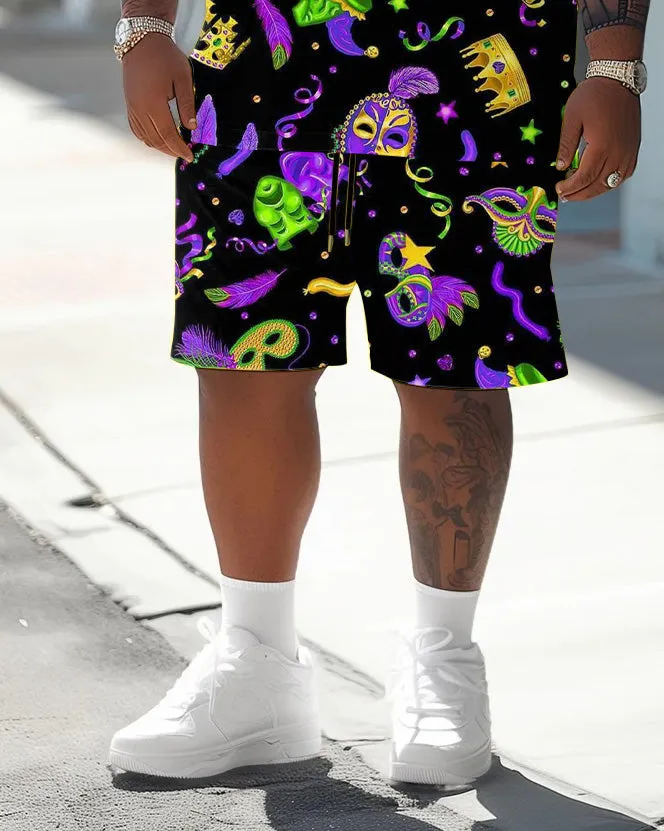 Men's Plus Size Orleans Mardi Gras Print T-Shirt Shorts Suit sold by Biggmans product image thumbnail 4