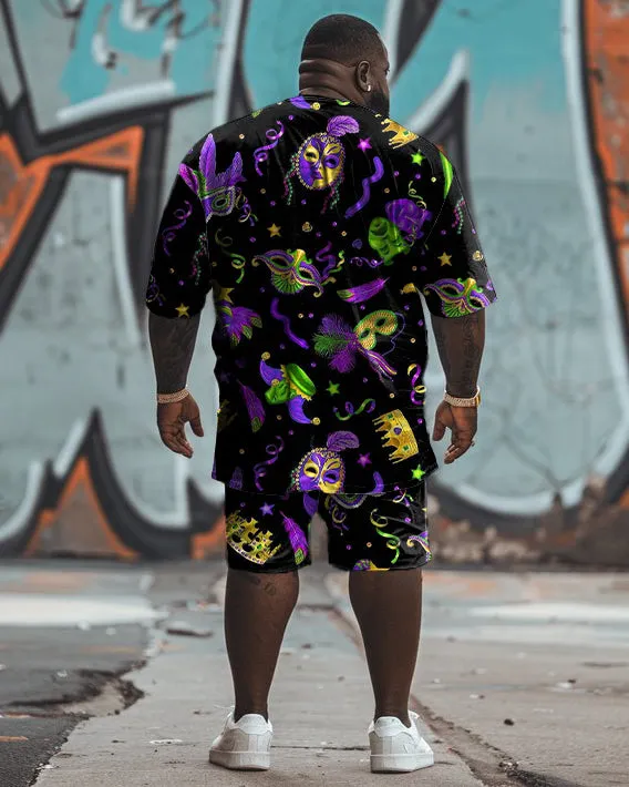 Men's Plus Size Orleans Mardi Gras Print T-Shirt Shorts Suit sold by Biggmans product image thumbnail 2