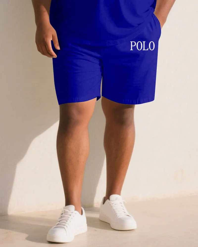 Big & Tall Men Black & Red & Blue Color Matching Chest Small Logo Printed Crew Neck Short Sleeve T-shirt Shorts Suit sold by Biggmans product image thumbnail 3