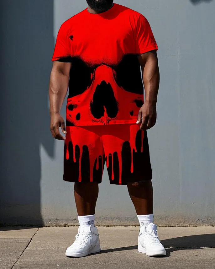 Power Never Melt Big & Tall Men's Big Skull Print Laid Back Short Sleeve T-shirt 2-Piece and Shorts Set sold by Biggmans