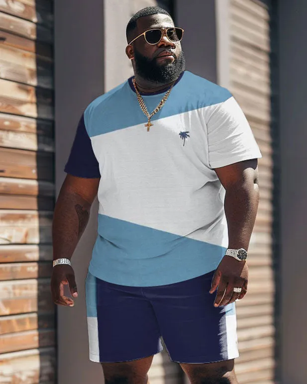 Street Casual Colorblock Large Men's Short Sleeve T-shirt & Shorts Set sold by Biggmans