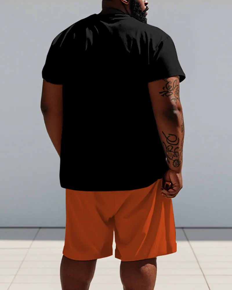 Men's Plus Size Street Hip Hop Orange Headgear Alphabet Print Short Sleeve T-Shirt Shorts Suit sold by Biggmans product image thumbnail 4