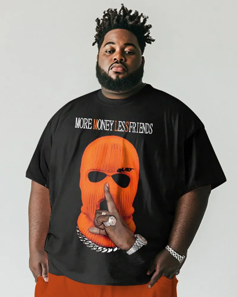Men's Plus Size Street Hip Hop Orange Headgear Alphabet Print Short Sleeve T-Shirt Shorts Suit sold by Biggmans product image thumbnail 2
