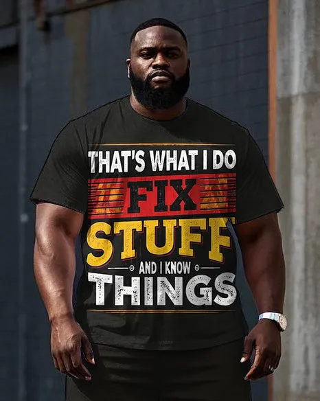 Big Men's Simple Letter Style FIX STUFF Street Fashion Short Sleeve T-Shirt Shorts Set sold by Biggmans product image thumbnail 2