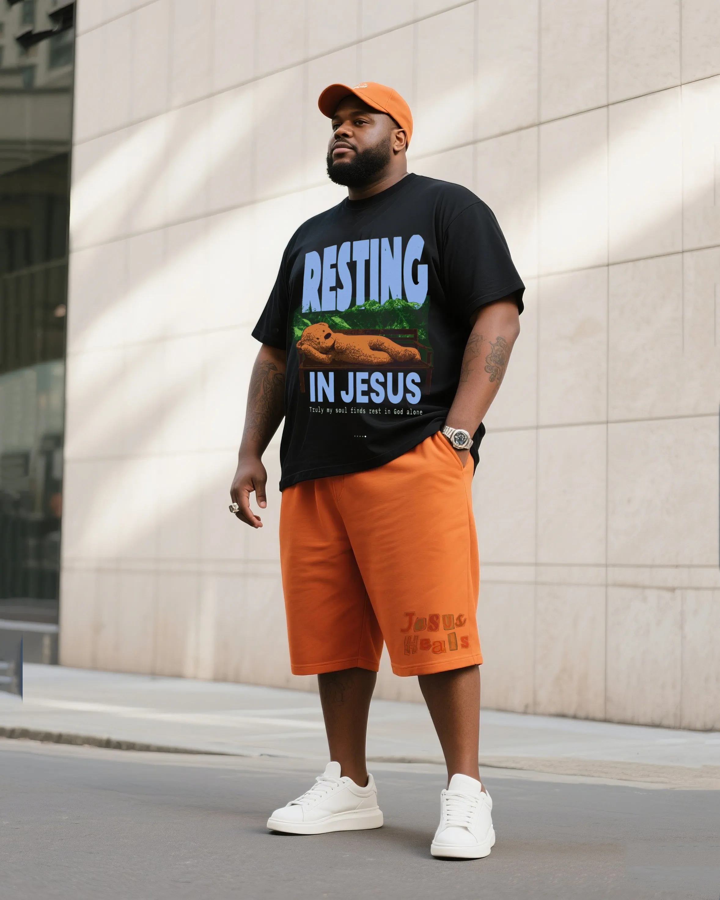 Big Man's Daily Leisure Belief Series Design Short Sleeve T-Shirt Shorts Suit sold by Biggmans product image thumbnail 3