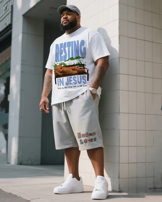 Big Man's Daily Leisure Belief Series Design Short Sleeve T-Shirt Shorts Suit sold by Biggmans