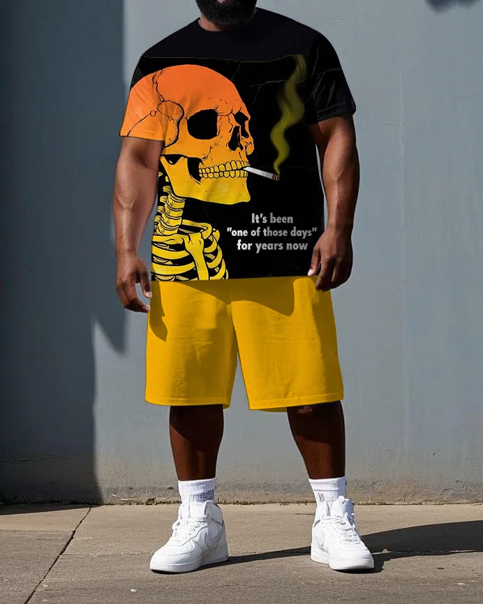 Skeletons Tell Bold Stories Big & Tall Men's Skull Theme Print Short Sleeve T-shirt & Shorts Set sold by Biggmans