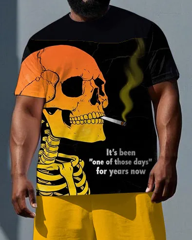 Skeletons Tell Bold Stories Big & Tall Men's Skull Theme Print Short Sleeve T-shirt & Shorts Set sold by Biggmans product image thumbnail 2