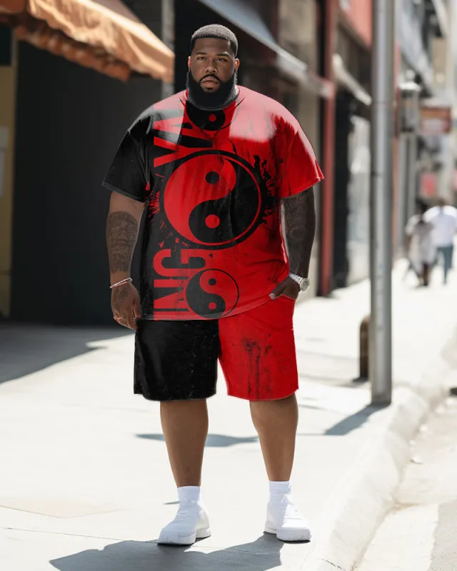 Men's Casual Taiji Print Short Sleeve T-shirt Set sold by Biggmans