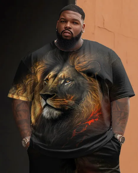 Men's Large Size Street Cartoon Color Block Lion Graffiti Short Sleeve Shorts Suit sold by Biggmans product image thumbnail 2