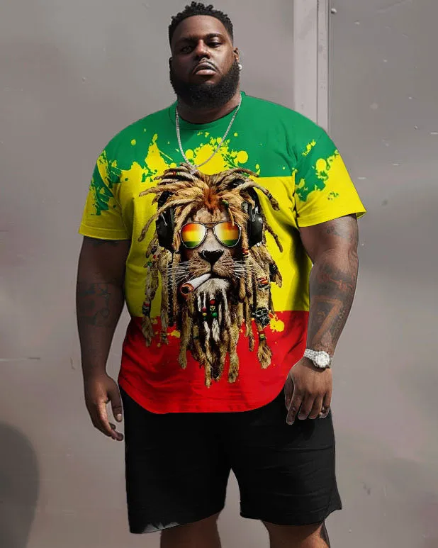 Street Red Green Yellow Block Lion Print Large Men's Set sold by Biggmans