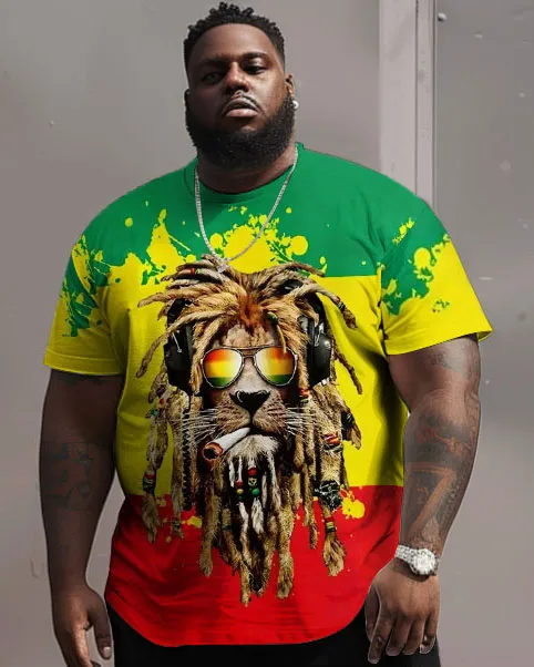 Street Red Green Yellow Block Lion Print Large Men's Set sold by Biggmans product image thumbnail 3