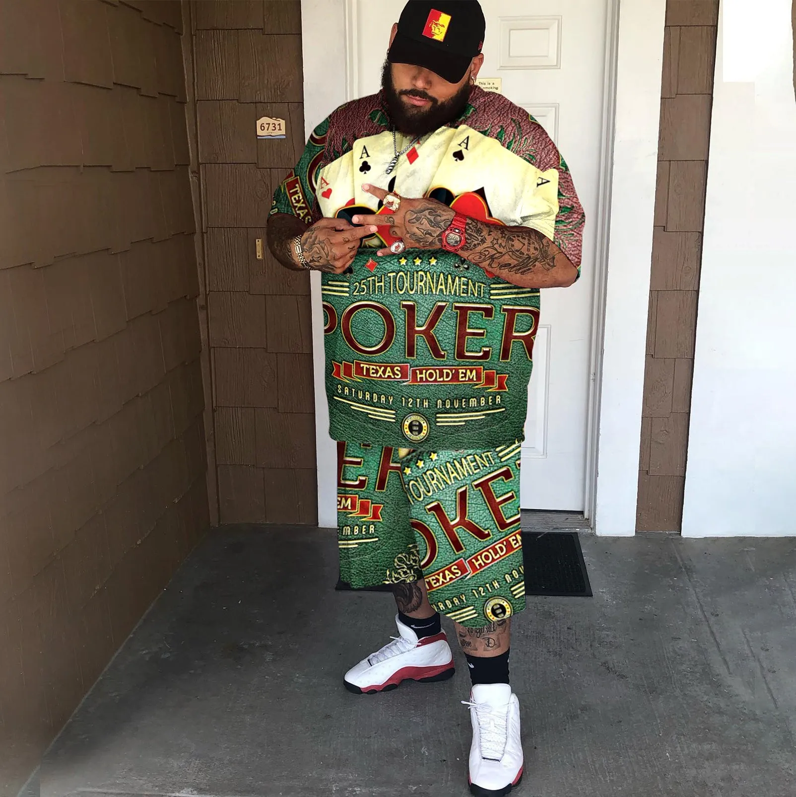 Plus Size Men's Green Poker Set sold by Biggmans