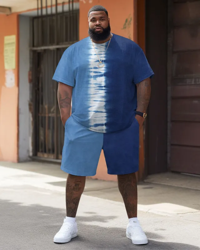 Men's Plus Size Casual Simple Tie-Dye Layered Printed T-Shirt Shorts Suit sold by Biggmans