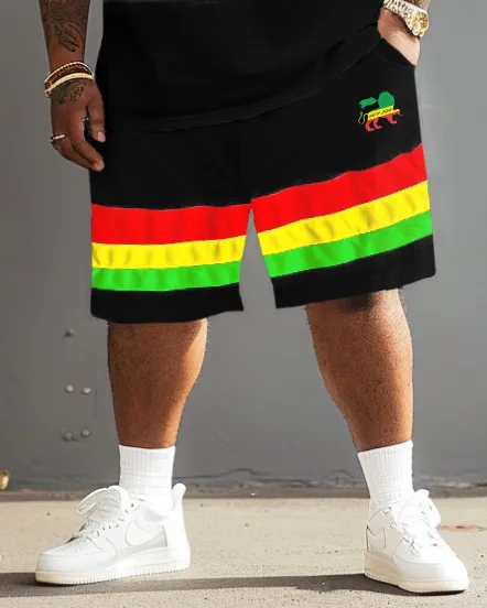 Men's Plus Size Reggae Striped Lion T-Shirt Shorts Suit sold by Biggmans product image thumbnail 3