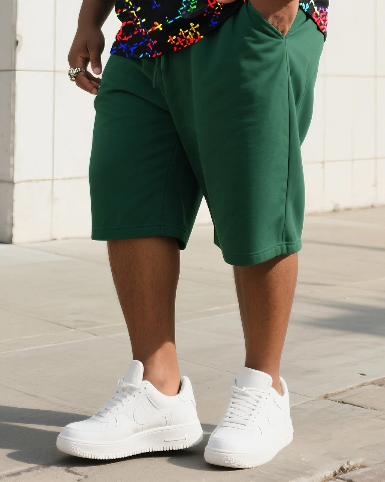 Men's Plus Size Mars Green Fashion Print T-Shirt Shorts Suit sold by Biggmans product image thumbnail 2