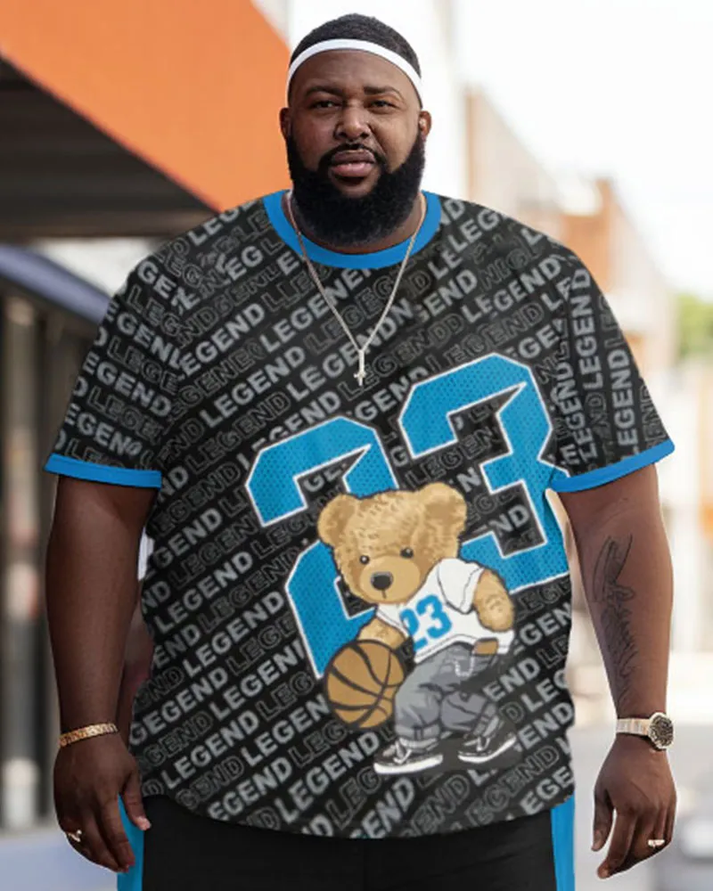 Men's Large Size Street Size 23 Cubs Basketball Color Block Graffiti Short Sleeve Shorts Set sold by Biggmans product image thumbnail 2