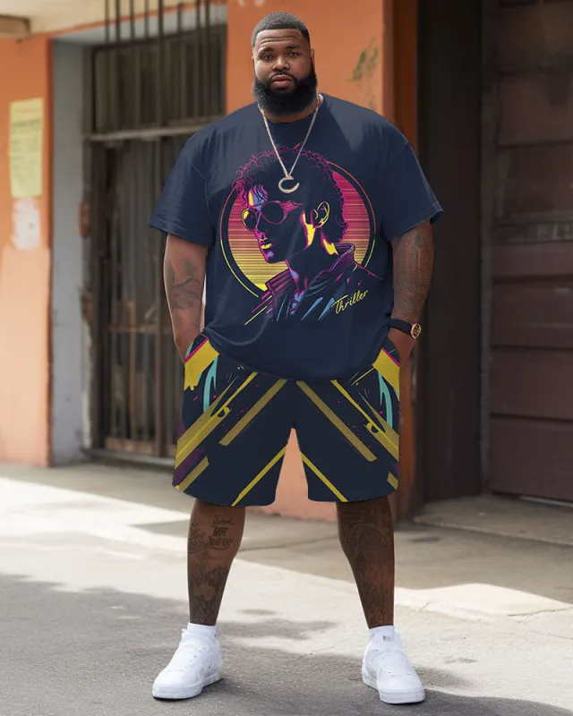 Men's Plus Size Street Fashion Pop Art Tribute Singer Print T-Shirt Shorts Suit sold by Biggmans