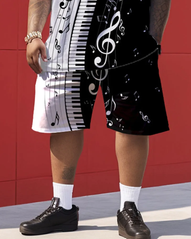 Black and White Color Matching Musical Note Print Men's Large Size Suit sold by Biggmans product image thumbnail 3