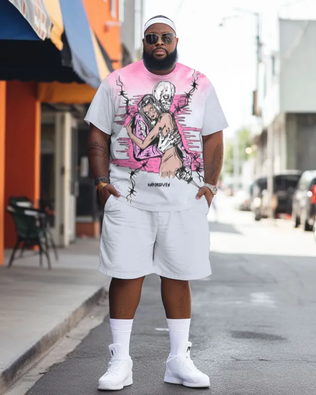 Big & Tall Guy's Personalized Skull Beauty Color Big & Tall Contrasting Shorts Printed Short-Sleeved Set sold by Biggmans