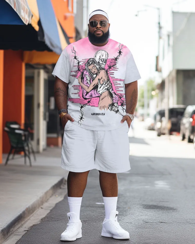 Big & Tall Guy's Personalized Skull Beauty Color Big & Tall Contrasting Shorts Printed Short-Sleeved Set sold by Biggmans