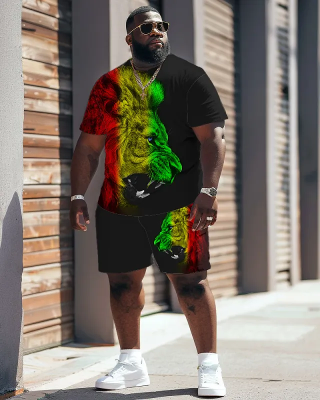 Street Cartoon Red And Green Block Printed Big & Tall Men's Set sold by Biggmans