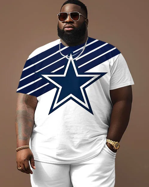 Men's Plus Size Cowboy Blue Stars Short Sleeve T-Shirt Shorts Suit sold by Biggmans product image thumbnail 2