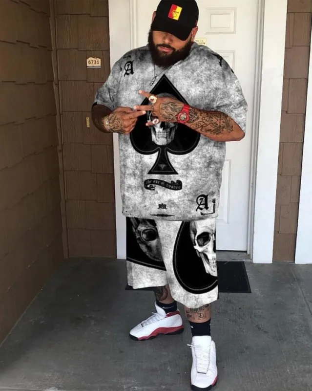 Big & Tall Men's Black Scalloped Skull Set | Biggmans sold by Biggmans