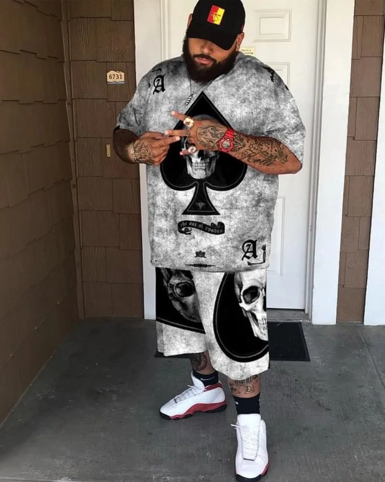 Big & Tall Men's Black Scalloped Skull Set | Biggmans sold by Biggmans