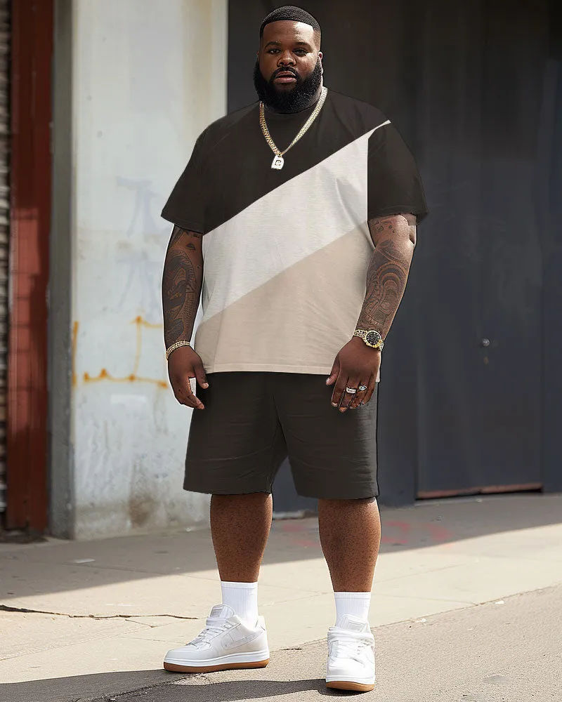 Casual Trendy Color Block Tee Shirt & Shorts Set for Big & Tall Men sold by Biggmans product image thumbnail 2