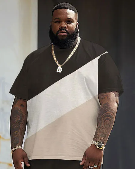 Casual Trendy Color Block Tee Shirt & Shorts Set for Big & Tall Men sold by Biggmans product image thumbnail 3