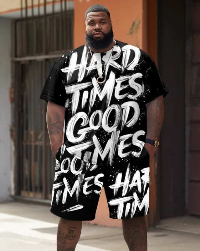 Street Hip Hop Large Letter Print Large Men's Set sold by Biggmans