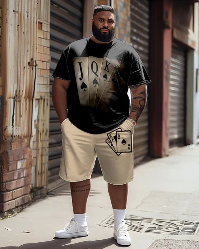 Men's Big & Tall Casual Poker Card Printed T-Shirt Shorts Set sold by Biggmans